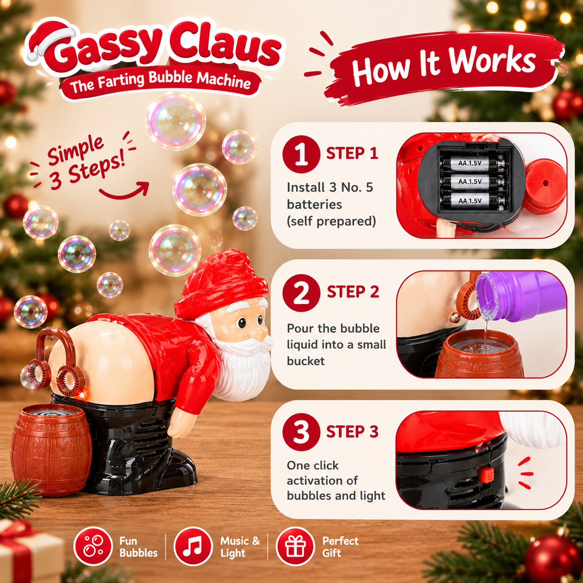 Cheeky Santa Bubble Machine